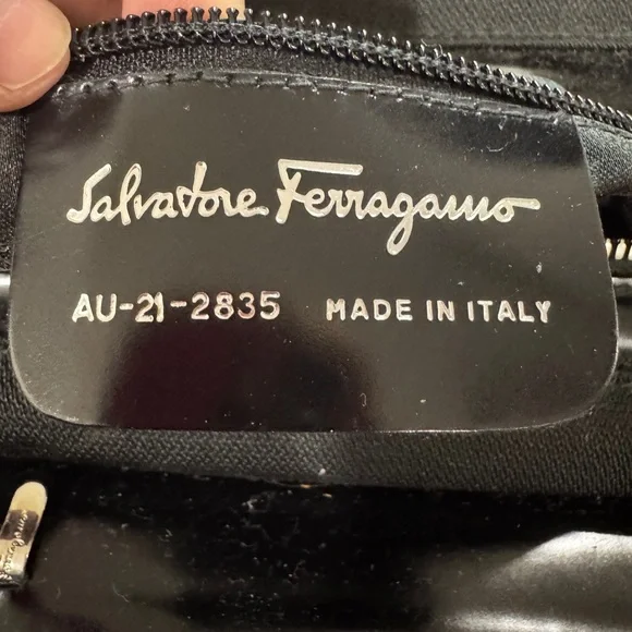 Vintage Salvatore Ferragamo Black Nylon & Patent Leather Mini Bag - Picture 8 of 9